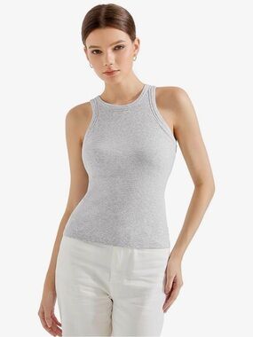 Suuksess Women’s Grey Ribbed Tank Top - Classic Sleeveless Style